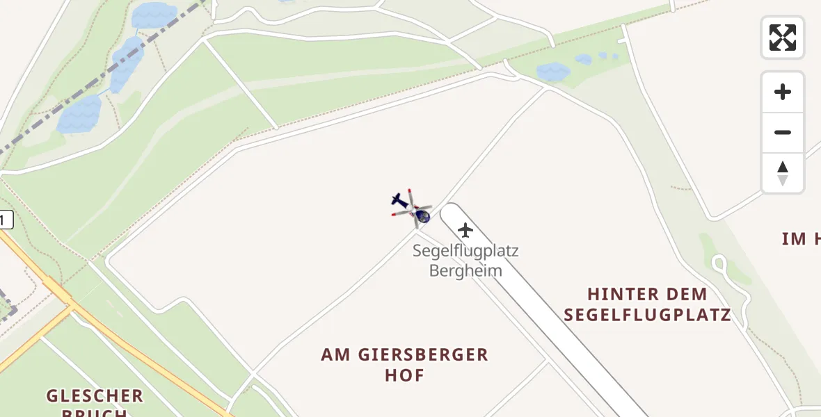 Flugroute Polizeihubschrauber Bergheim - Bergheim, 15 April 2026, 08:34
