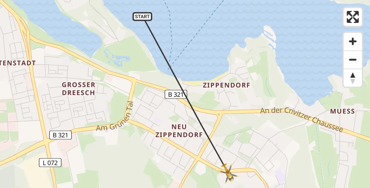 Flugroute Rettungshubschrauber Schwerin - Schwerin, 15 April 2026, 08:47