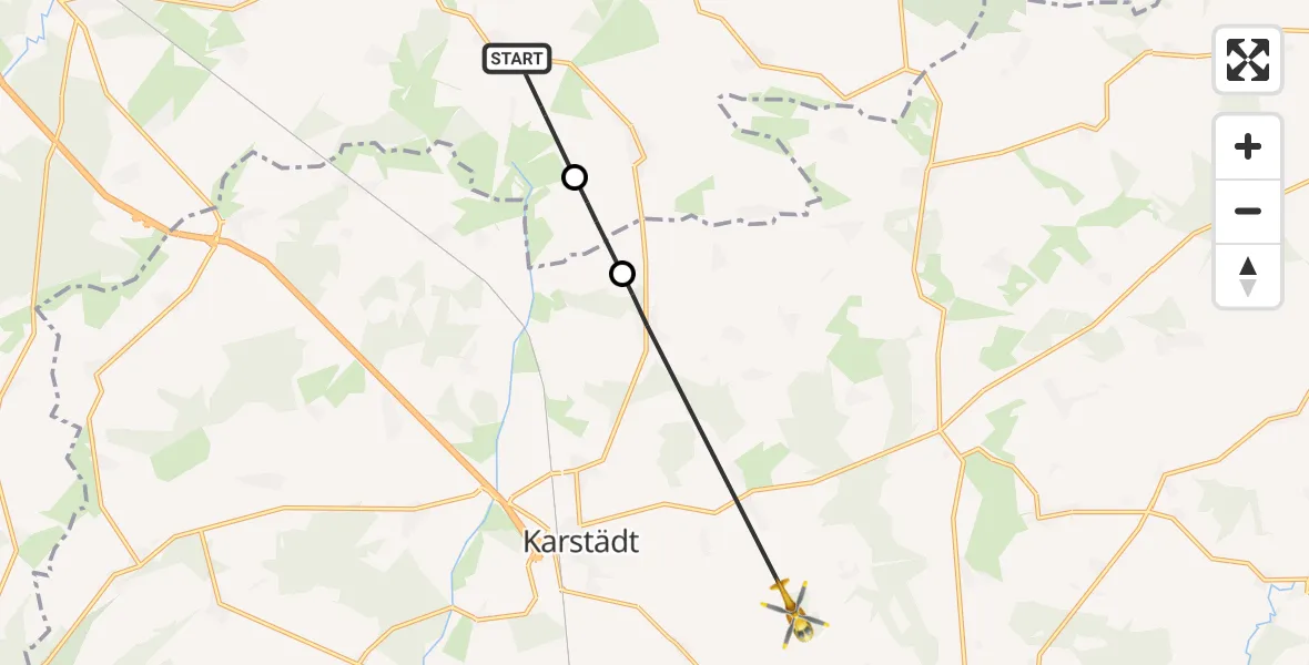 Flugroute Rettungshubschrauber Balow - Karstädt, 15 April 2026, 08:59
