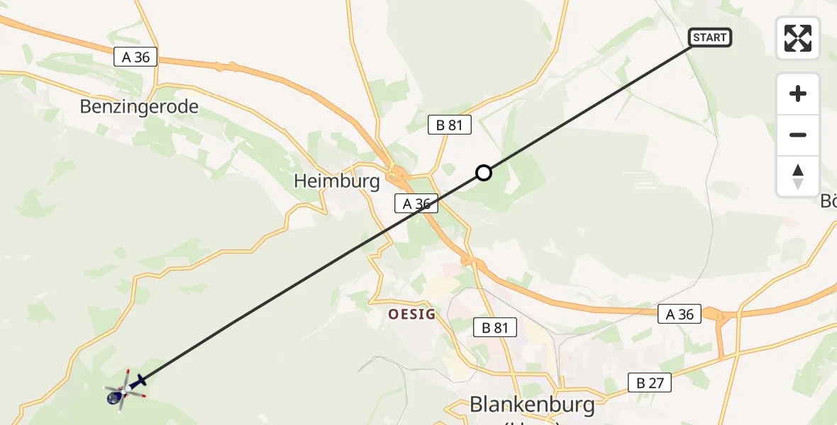 Flugroute Polizeihubschrauber Halberstadt - Blankenburg (Harz), 15 April 2026, 09:11