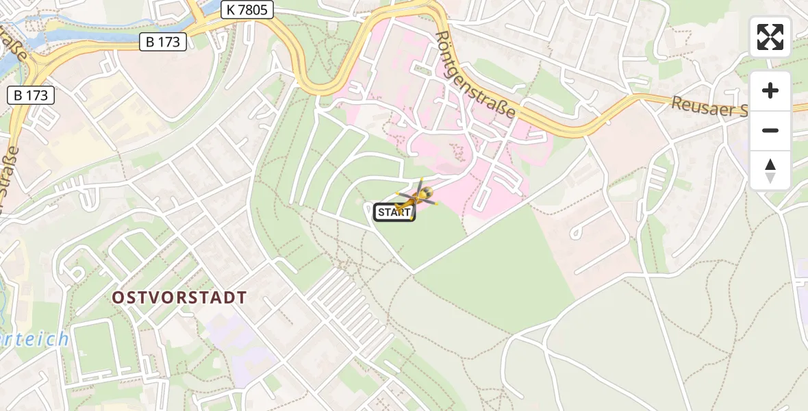 Flugroute Rettungshubschrauber Helios Clinic Plauen - Helios Clinic Plauen, 15 April 2026, 09:23