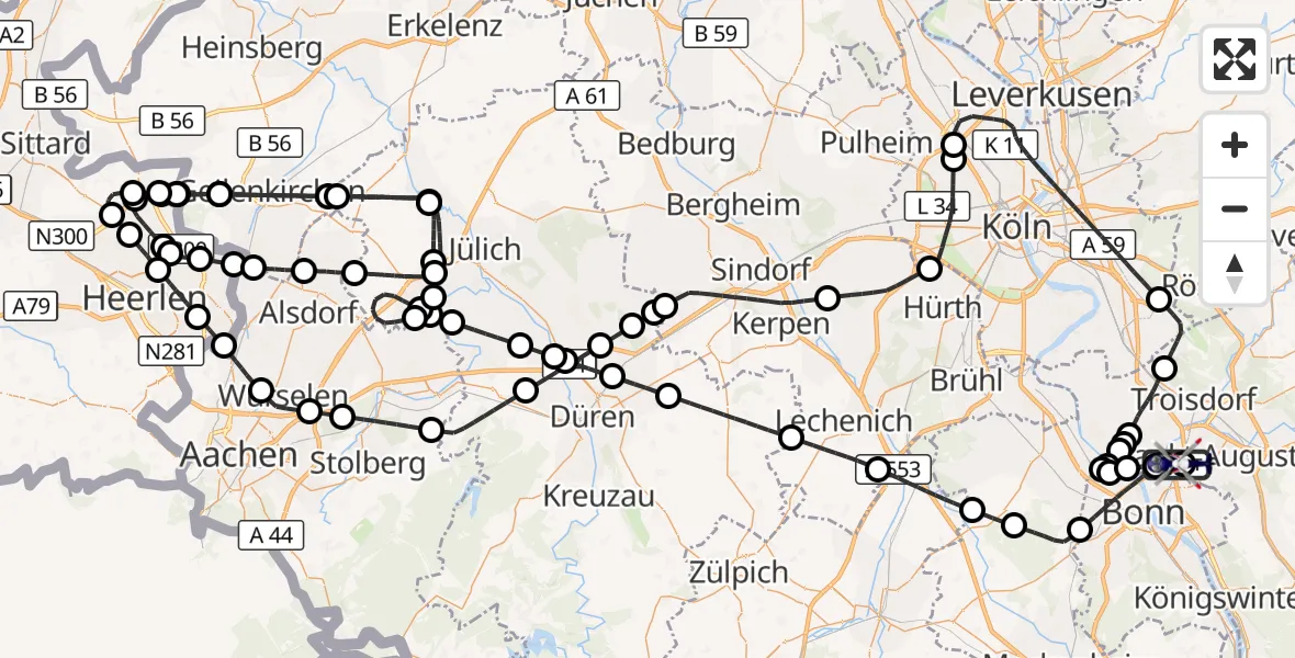 Flugroute Polizeihubschrauber Sankt Augustin - Sankt Augustin, 15 April 2026, 09:32