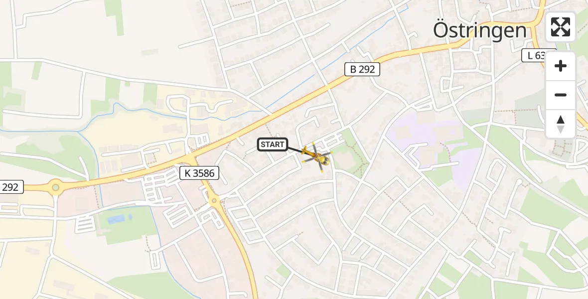 Flugroute Rettungshubschrauber Östringen - Östringen, 15 April 2026, 09:40