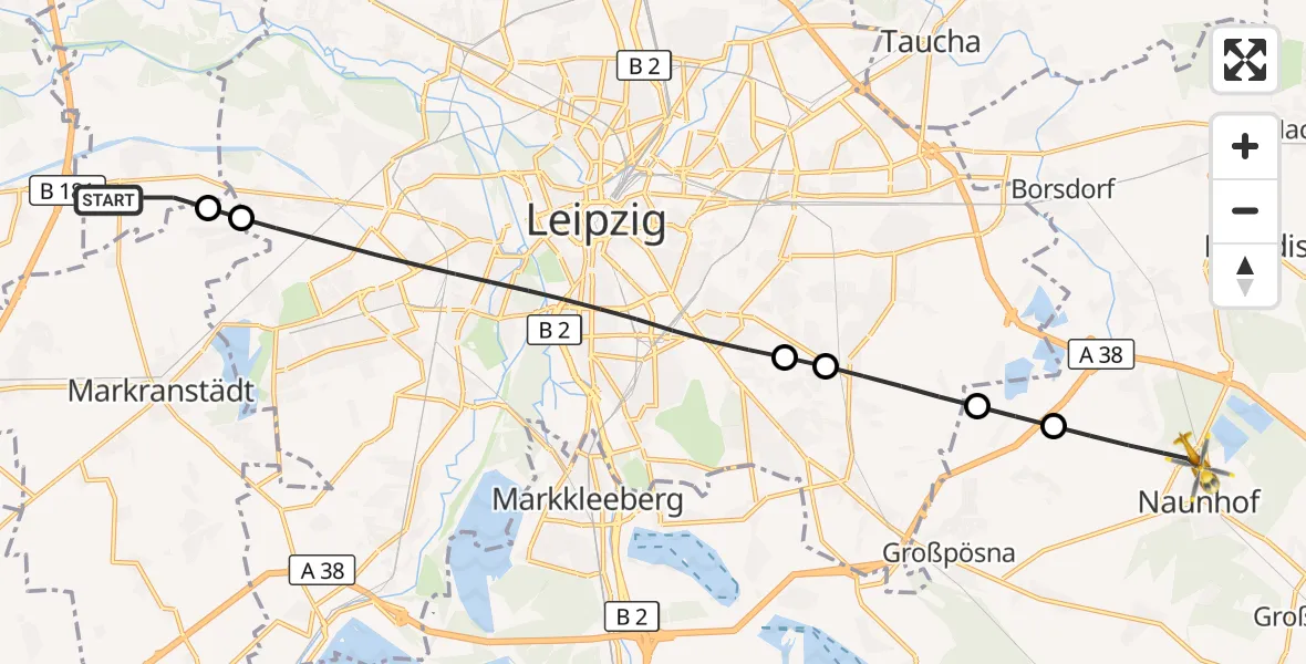 Flugroute Rettungshubschrauber Schkeuditz - Naunhof, 15 April 2026, 09:49