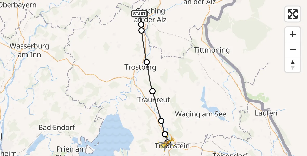 Flugroute Rettungshubschrauber Garching a.d.Alz - Traunstein Hospital, 15 April 2026, 10:02