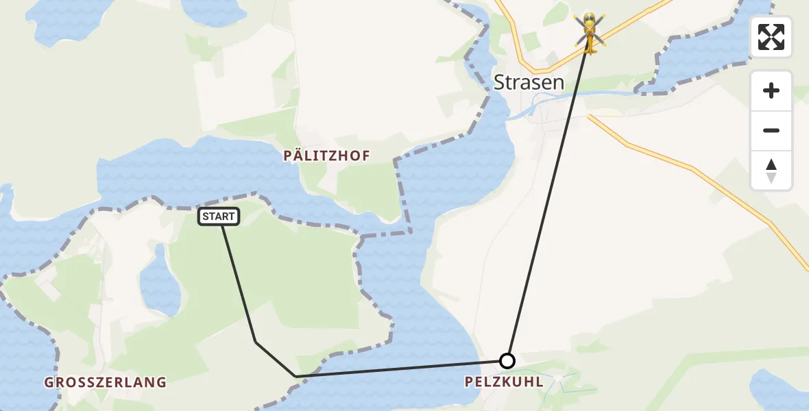 Flugroute Rettungshubschrauber Rheinsberg - Wesenberg, 15 April 2026, 10:05