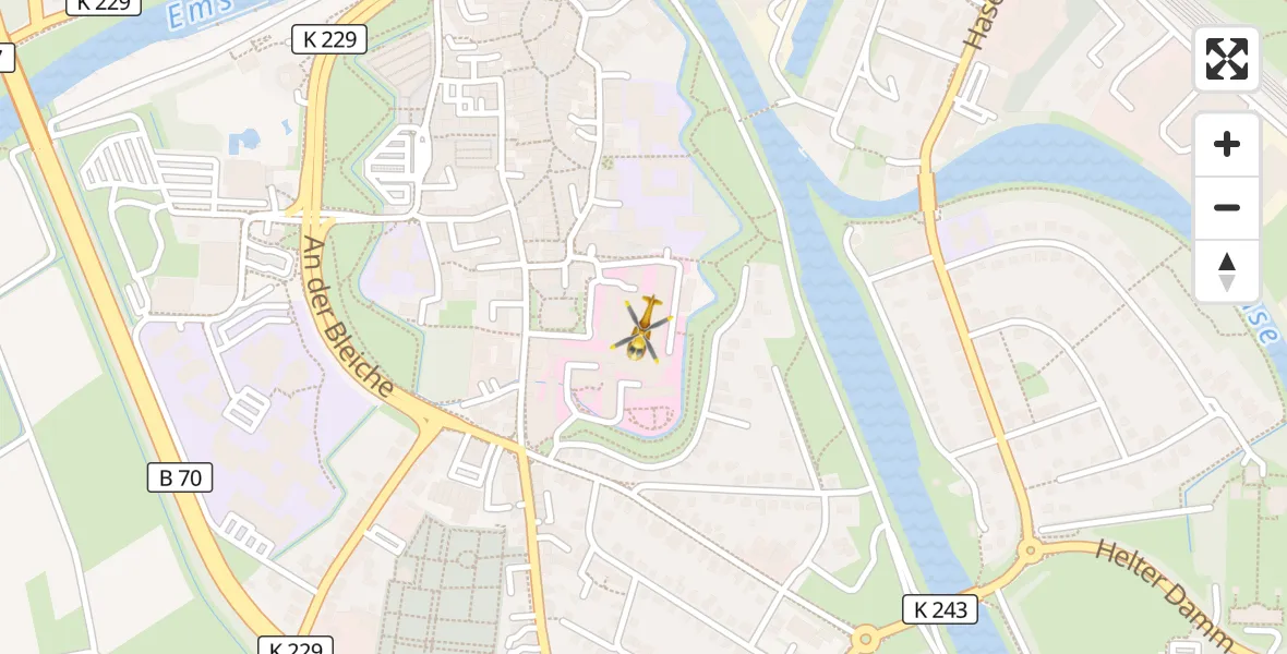 Flugroute Ambulanzhubschrauber Meppen Ludmillenstift Hospital - Meppen Ludmillenstift Hospital, 15 April 2026, 10:09
