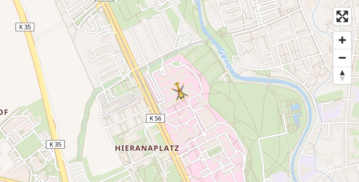 Flugroute Rettungshubschrauber Helios Clinic Erfurt - Helios Clinic Erfurt, 15 April 2026, 10:26