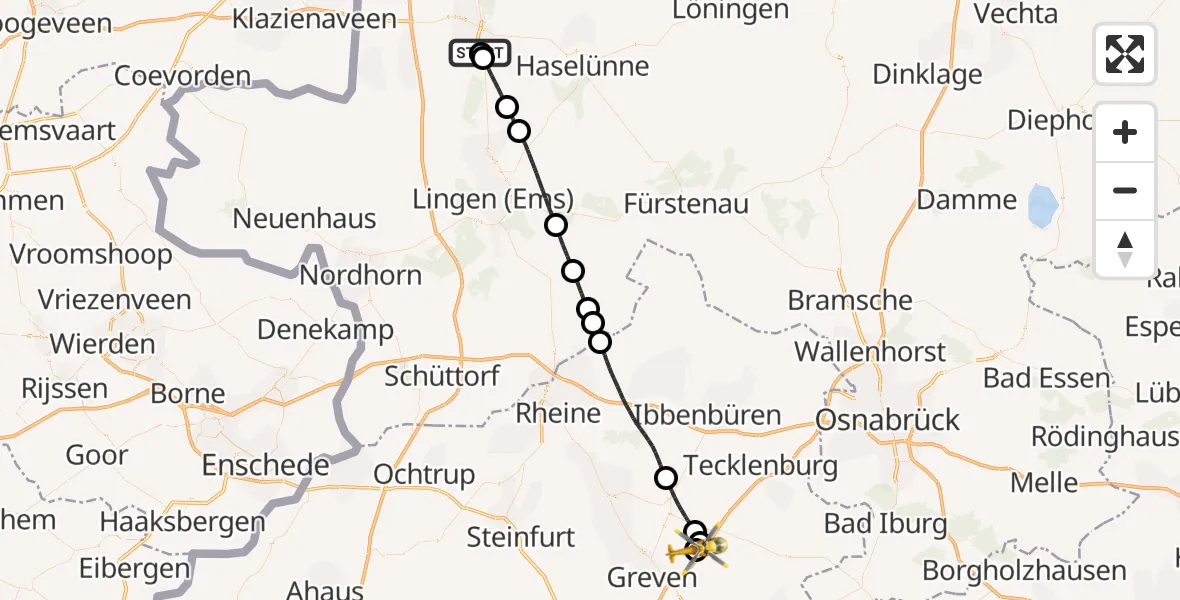 Flugroute Ambulanzhubschrauber Meppen Ludmillenstift Hospital - Christoph  Westfalen-ADAC, 15 April 2026, 10:34
