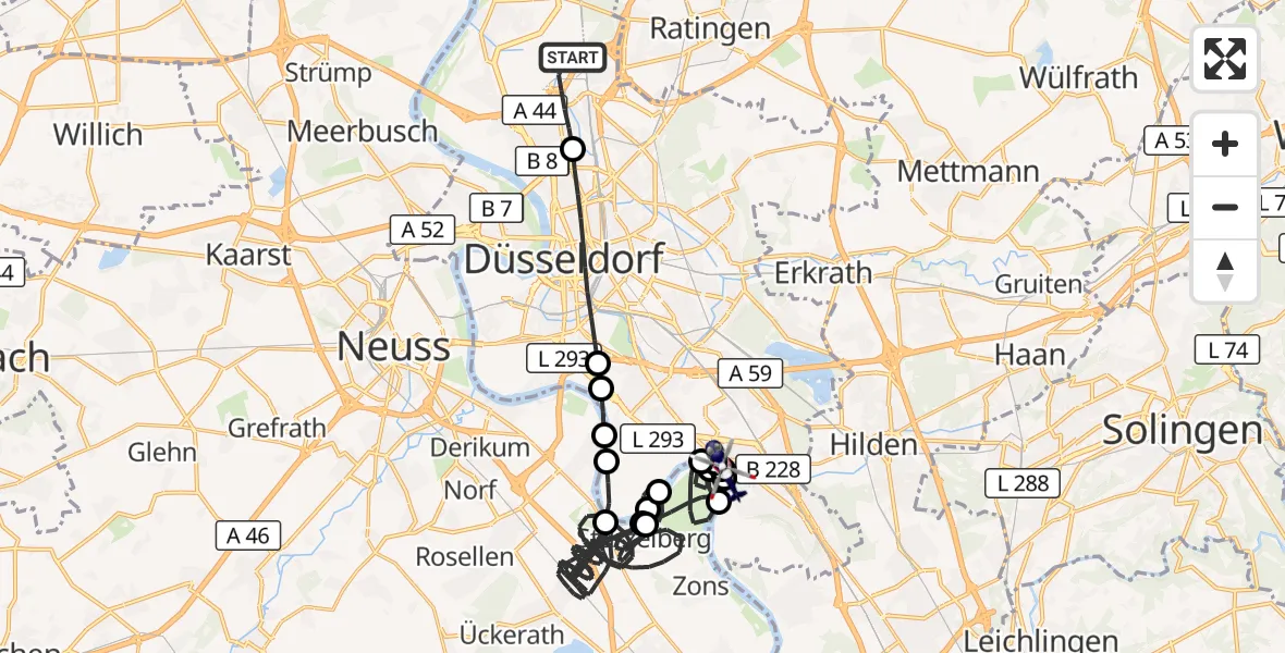 Flugroute Polizeihubschrauber Düsseldorf Flughafen - Düsseldorf, 15 April 2026, 10:42