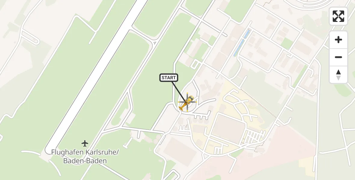 Flugroute Ambulanzhubschrauber Karlsruhe Baden-Baden Flughafen - Karlsruhe Baden-Baden Flughafen, 15 April 2026, 10:44