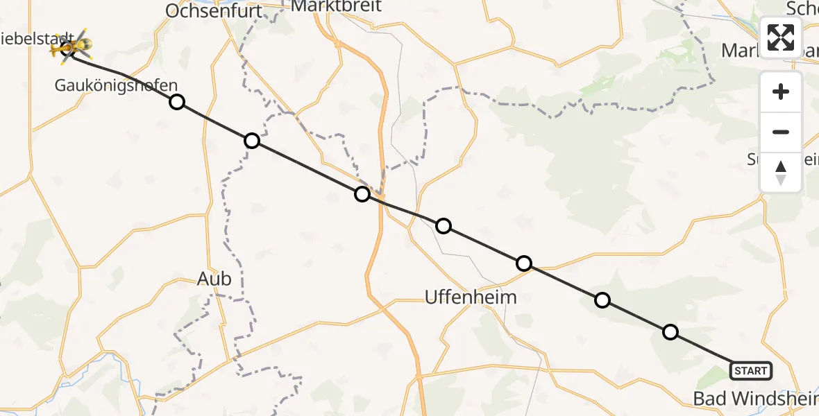 Flugroute Rettungshubschrauber Bad Windsheim - Giebelstadt Flughafen, 15 April 2026, 11:11