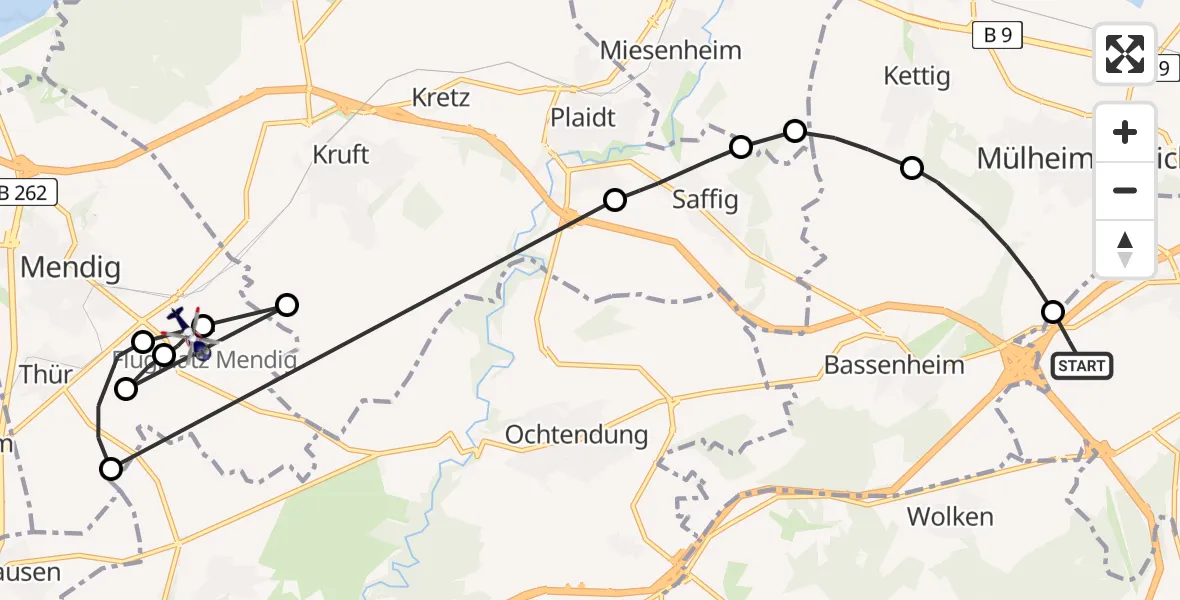 Flugroute Polizeihubschrauber Koblenz - Mendig, 15 April 2026, 11:20