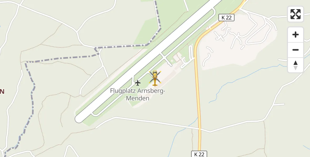 Flugroute Ambulanzhubschrauber Arnsberg-Menden Flugplatz - Arnsberg-Menden Flugplatz, 15 April 2026, 11:42