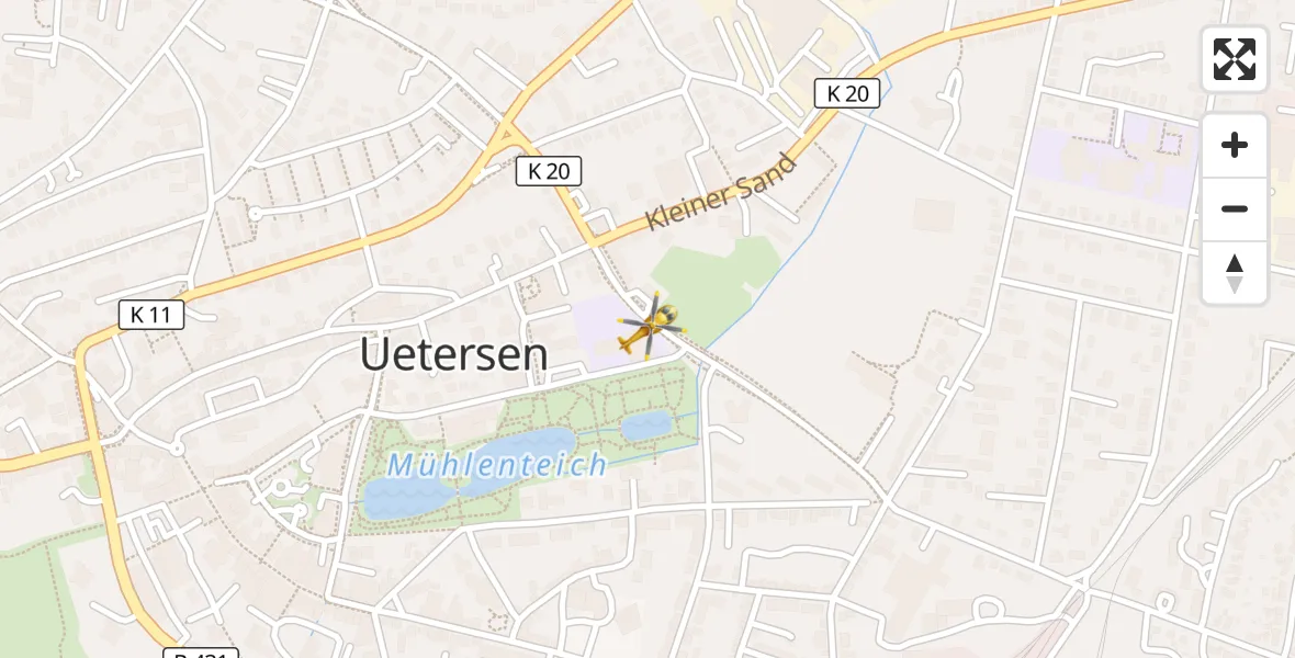 Flugroute Rettungshubschrauber Uetersen - Uetersen, 15 April 2026, 11:47