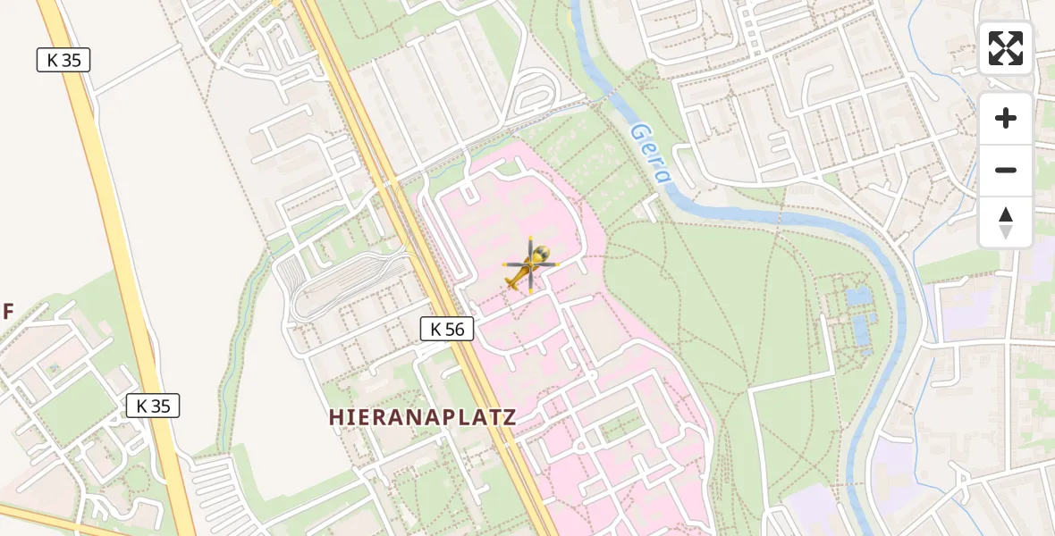 Flugroute Ambulanzhubschrauber Helios Clinic Erfurt - Helios Clinic Erfurt, 15 April 2026, 11:58