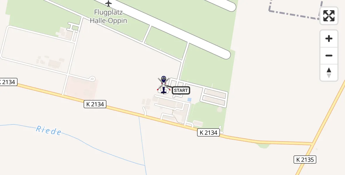 Flugroute Polizeihubschrauber Halle-Oppin Flugplatz - Halle-Oppin Flugplatz, 15 April 2026, 12:09