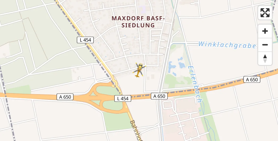 Flugroute Rettungshubschrauber Maxdorf - Maxdorf, 15 April 2026, 12:11