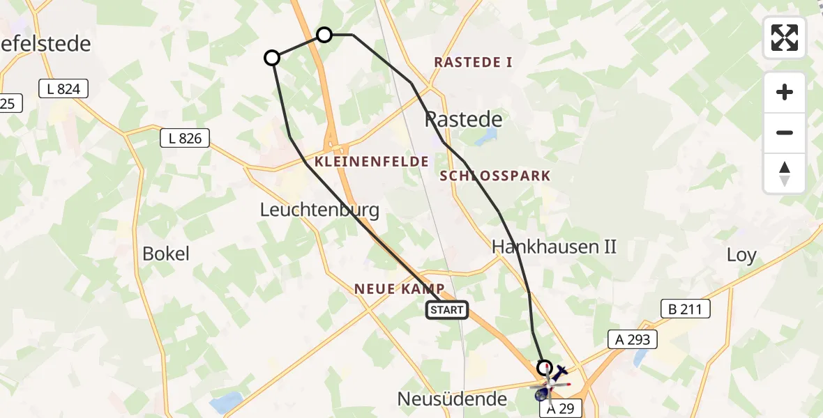 Flugroute Polizeihubschrauber Rastede - Oldenburg Police Hubschrauberlandeplatz, 15 April 2026, 12:22