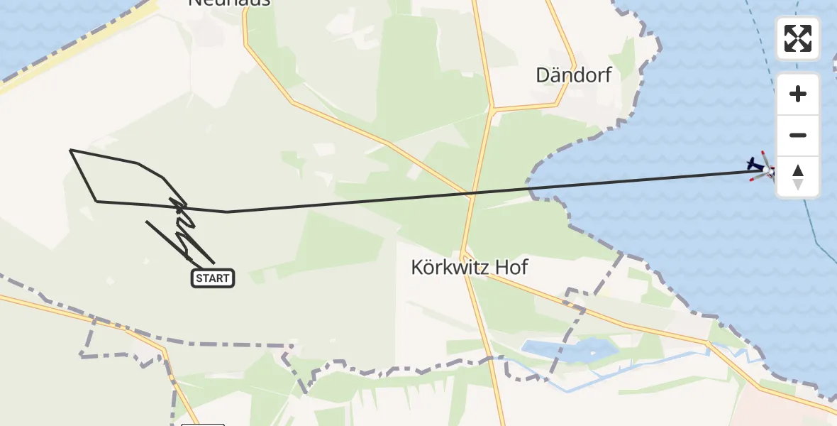 Flugroute Polizeihubschrauber Dierhagen - Ribnitz-Damgarten, 15 April 2026, 12:28