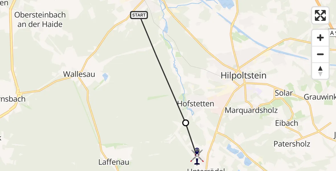 Flugroute Polizeihubschrauber Roth - Hilpoltstein, 15 April 2026, 12:28