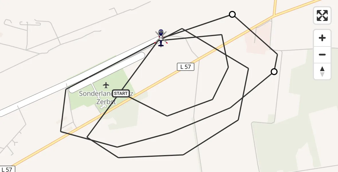 Flugroute Polizeihubschrauber Zerbst Flugplatz - Zerbst Flugplatz, 15 April 2026, 12:32