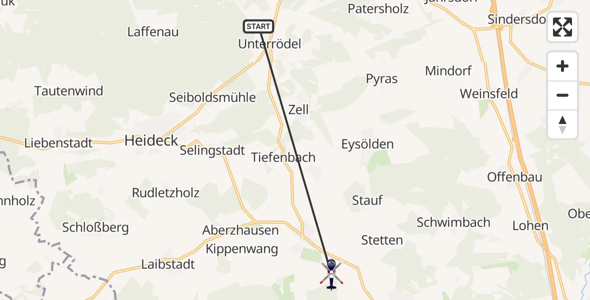 Flugroute Polizeihubschrauber Hilpoltstein - Thalmässing, 15 April 2026, 12:31
