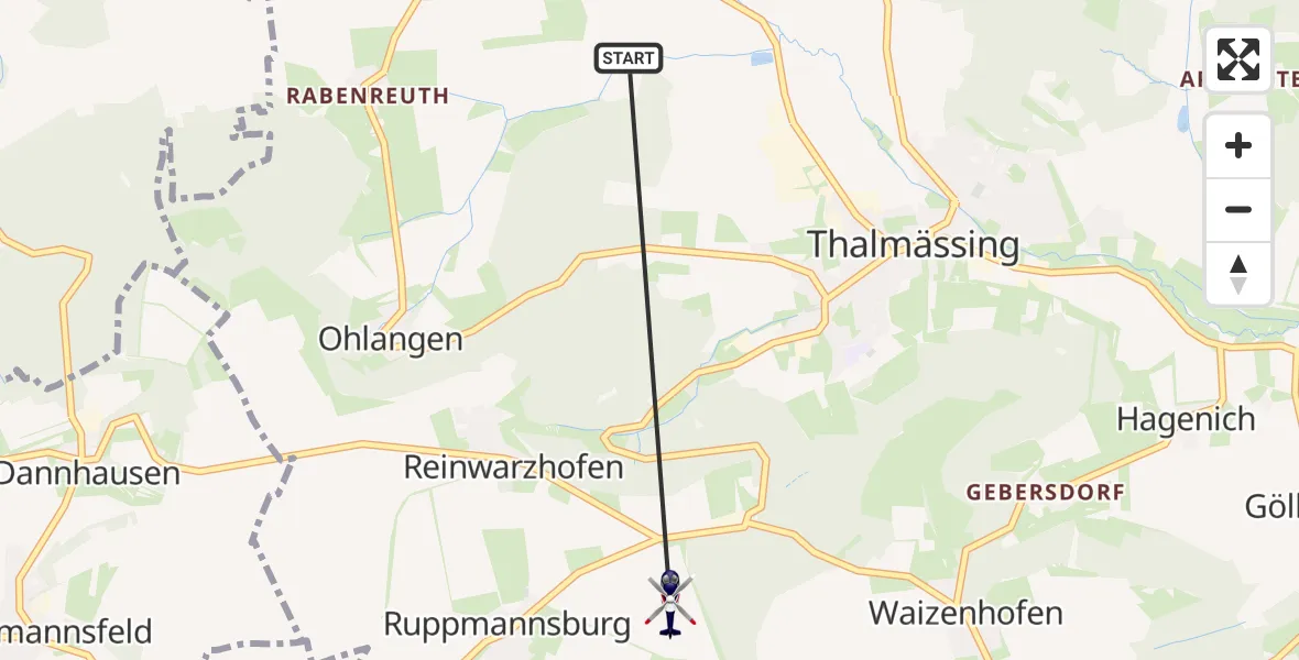 Flugroute Polizeihubschrauber Thalmässing - Thalmässing, 15 April 2026, 12:33