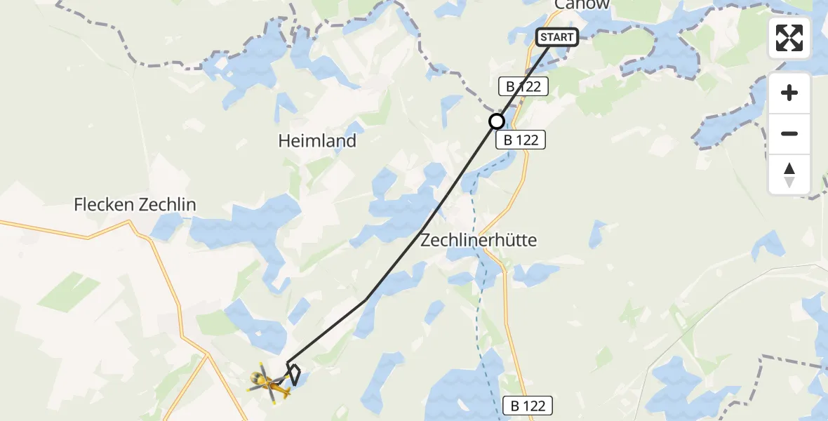 Routekaart van de vlucht: Rettungshubschrauber nach Rheinsberg, Dorfstraße