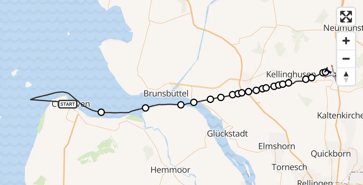 Flugroute Polizeihubschrauber Cuxhaven - Wiemersdorf, 15 April 2026, 12:51