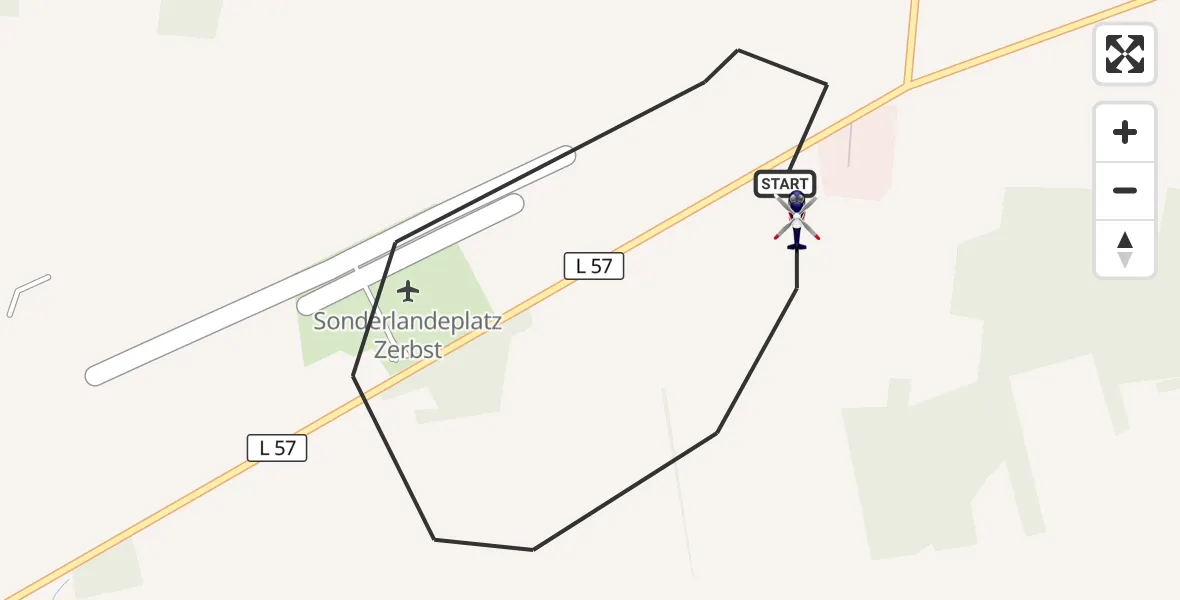 Flugroute Polizeihubschrauber Zerbst Flugplatz - Zerbst Flugplatz, 15 April 2026, 13:01