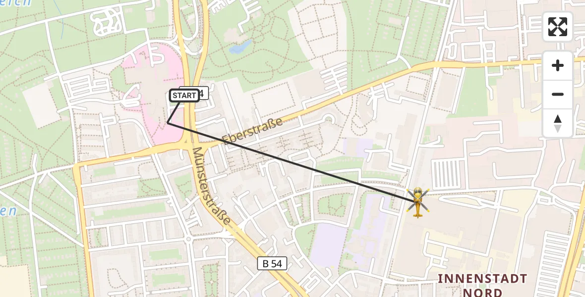 Flugroute Rettungshubschrauber Dortmund Hospital North - Dortmund, 15 April 2026, 13:09