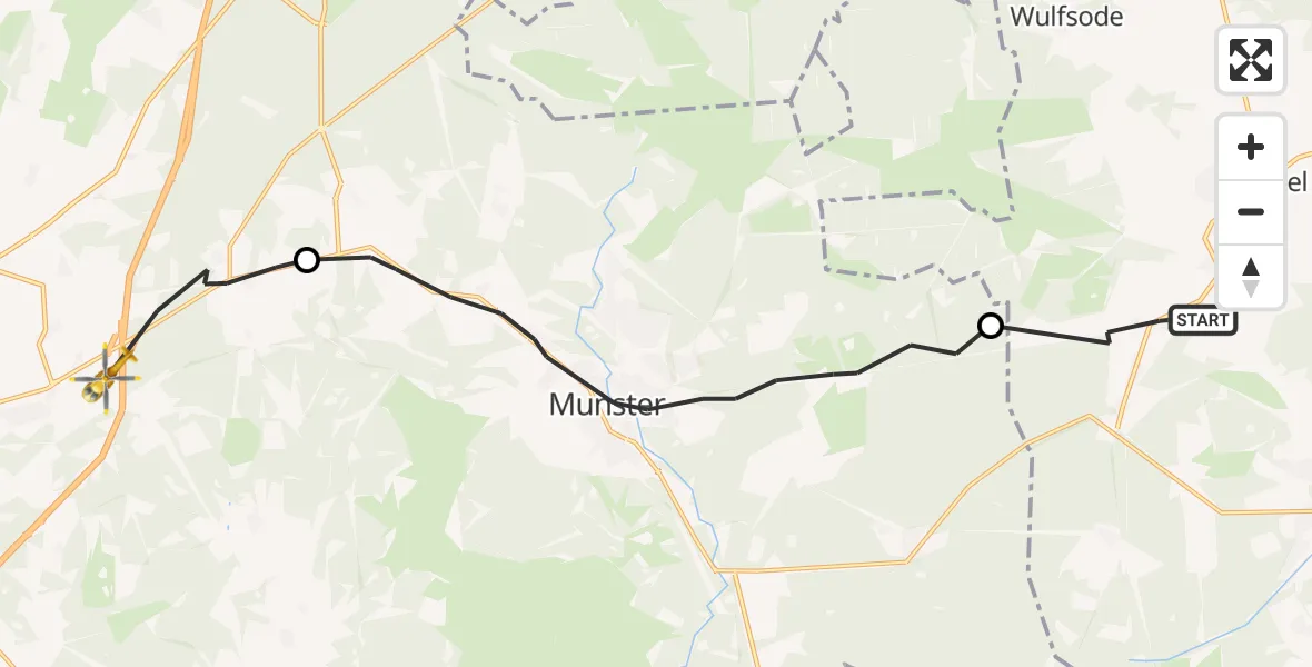 Flugroute Rettungshubschrauber Wriedel - Soltau, 15 April 2026, 13:24