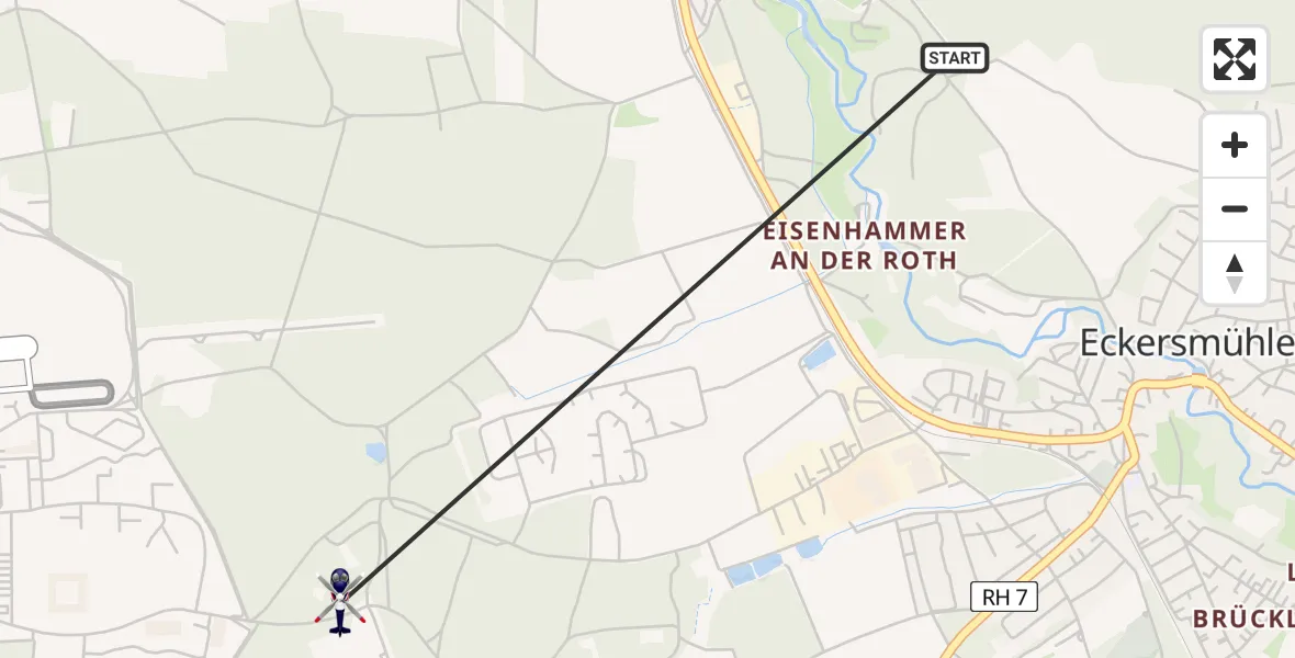 Flugroute Polizeihubschrauber Roth - Roth, 15 April 2026, 13:33