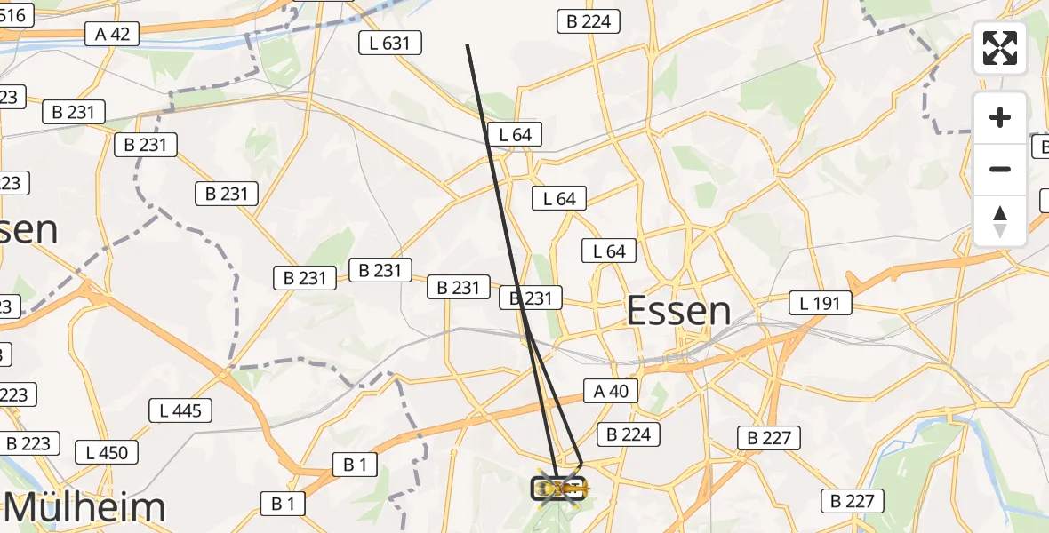 Flugroute Ambulanzhubschrauber Essen - Essen, 15 April 2026, 13:49