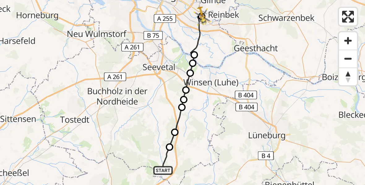 Flugroute Rettungshubschrauber Egestorf - Christoph Hansa ADAC Hubschrauberlandeplatz, 15 April 2026, 14:48