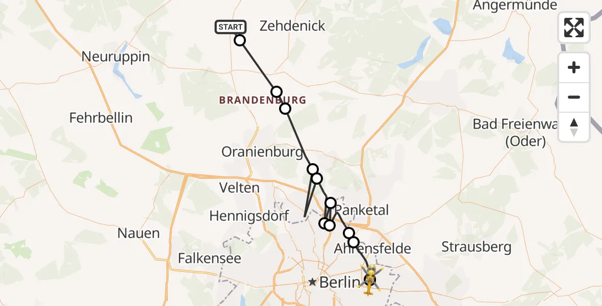 Routekaart van de vlucht: Rettungshubschrauber nach Berlin Emergency Hospital