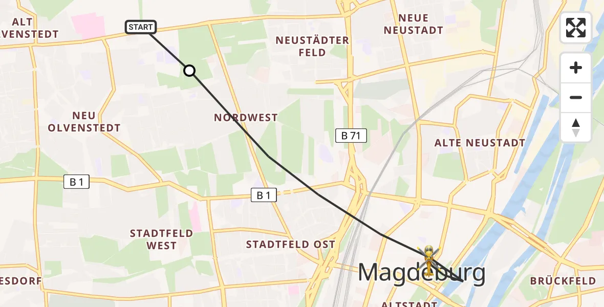 Flugroute Rettungshubschrauber Magdeburg Hospital - Magdeburg, 15 April 2026, 15:22