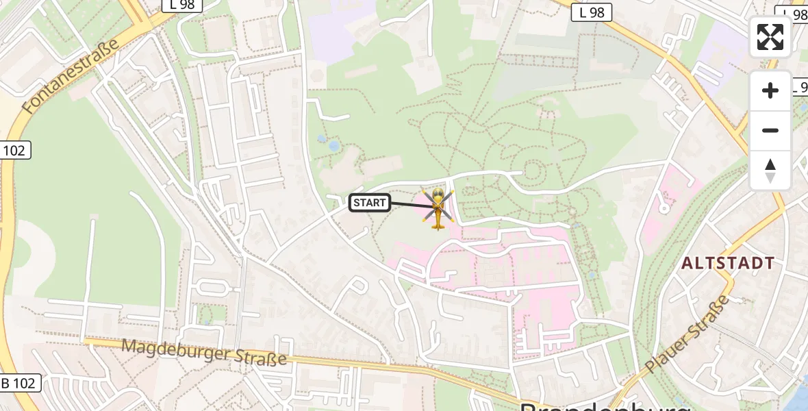 Flugroute Rettungshubschrauber Brandenburg an der Havel - Brandenburg an der Havel, 15 April 2026, 15:27