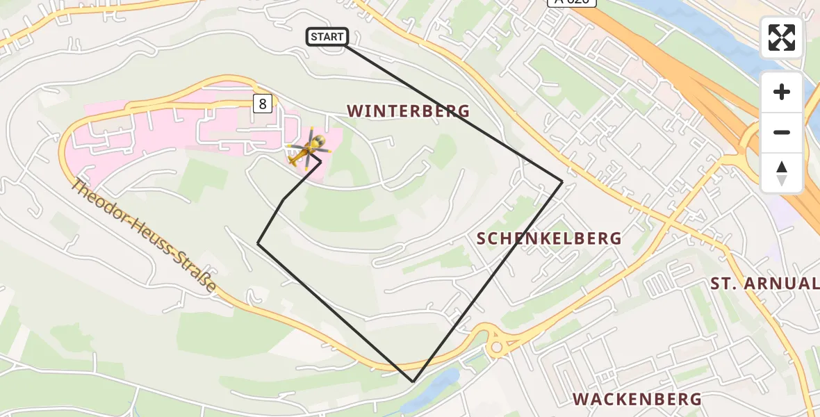 Flugroute Rettungshubschrauber Saarbrücken - Saarbrücken, 15 April 2026, 15:53