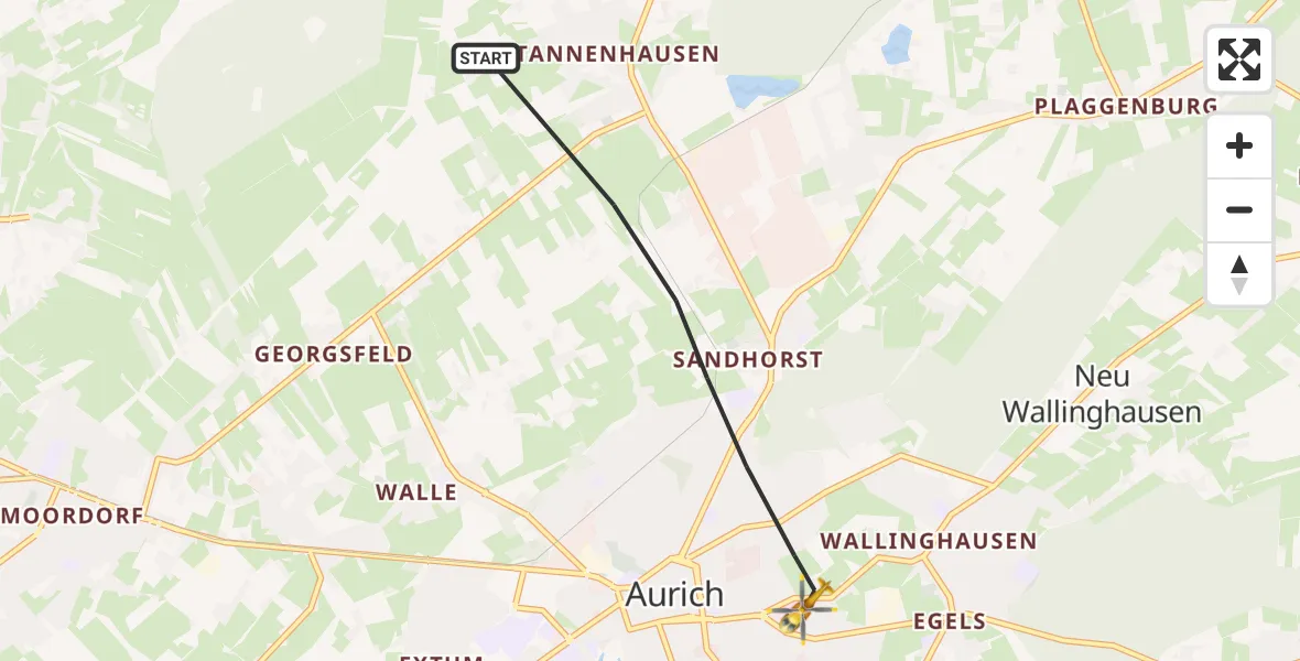 Flugroute Rettungshubschrauber Aurich - Aurich, 15 April 2026, 16:03