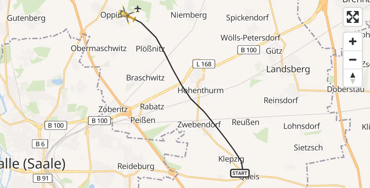 Flugroute Ambulanzhubschrauber Landsberg - Landsberg, 15 April 2026, 16:04