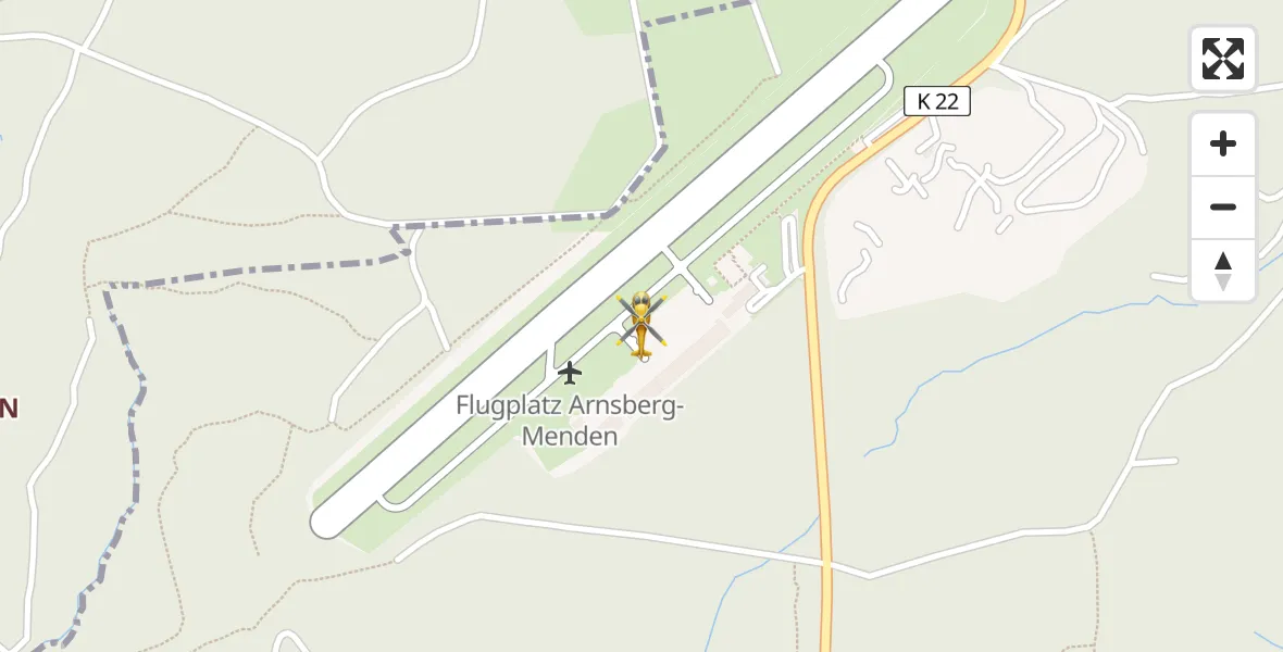 Flugroute Ambulanzhubschrauber Arnsberg-Menden Flugplatz - Arnsberg-Menden Flugplatz, 15 April 2026, 16:12