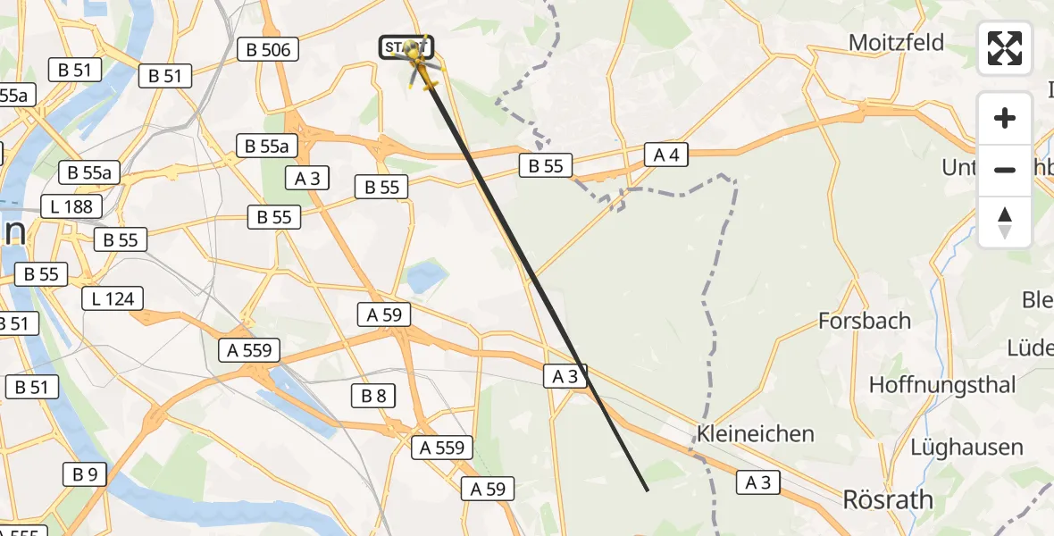 Flugroute Rettungshubschrauber Köln - Köln, 15 April 2026, 16:13