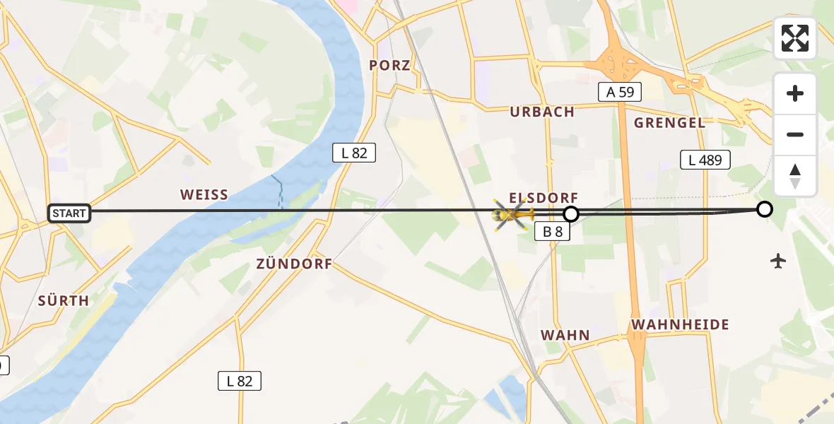 Flugroute Ambulanzhubschrauber Köln - Köln, 15 April 2026, 16:28
