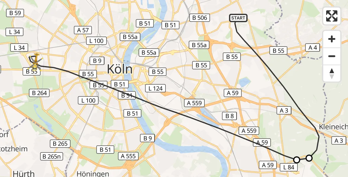 Flugroute Rettungshubschrauber Köln - Köln, 15 April 2026, 16:31