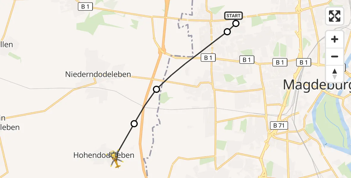 Flugroute Rettungshubschrauber Magdeburg Hospital - Wanzleben-Börde, 15 April 2026, 16:47