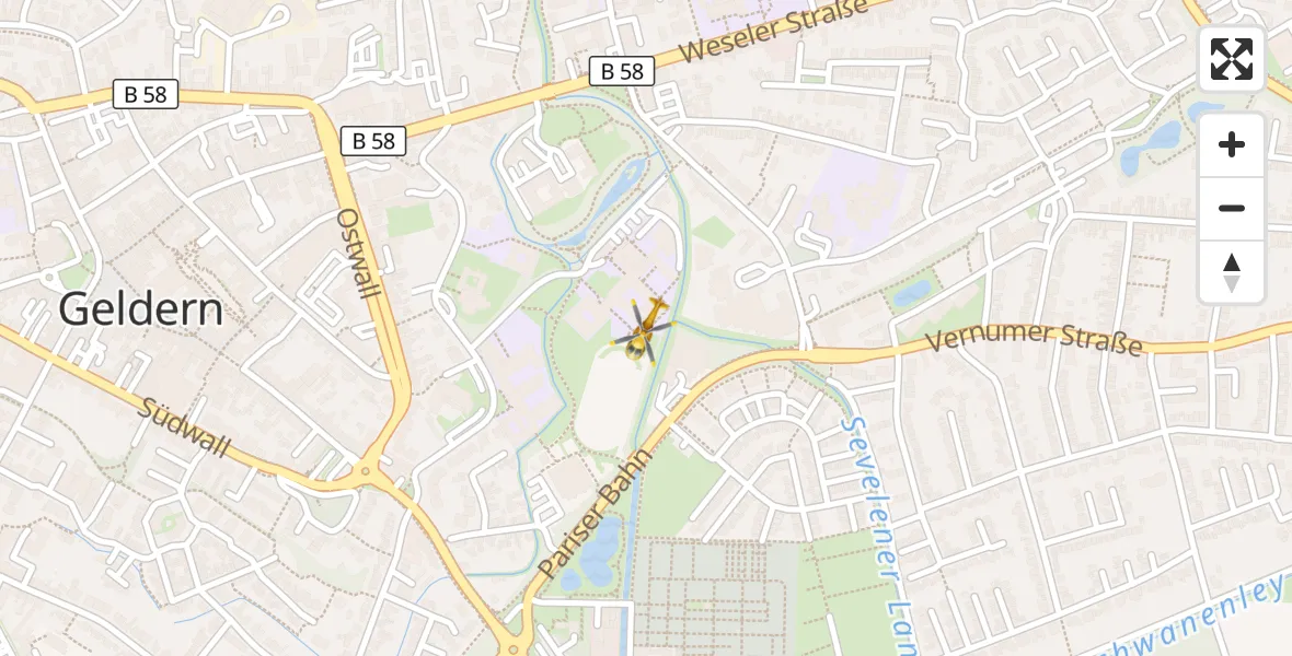 Flugroute Rettungshubschrauber Geldern - Geldern, 15 April 2026, 17:00