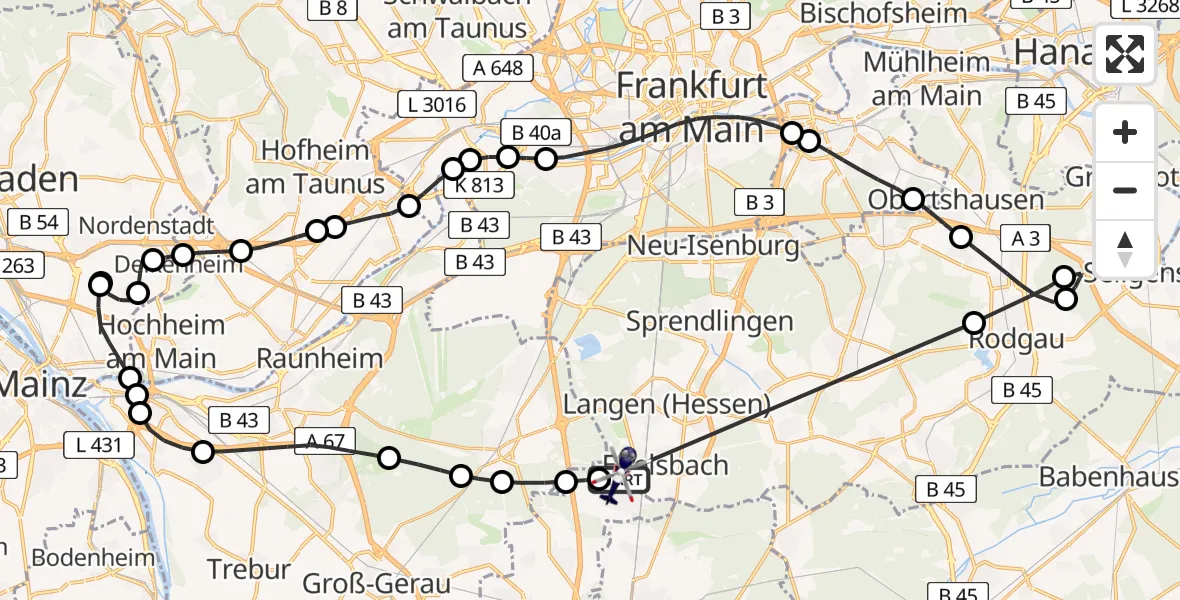 Flugroute Polizeihubschrauber Flughafen Frankfurt-Egelsbach - Flughafen Frankfurt-Egelsbach, 15 April 2026, 17:11