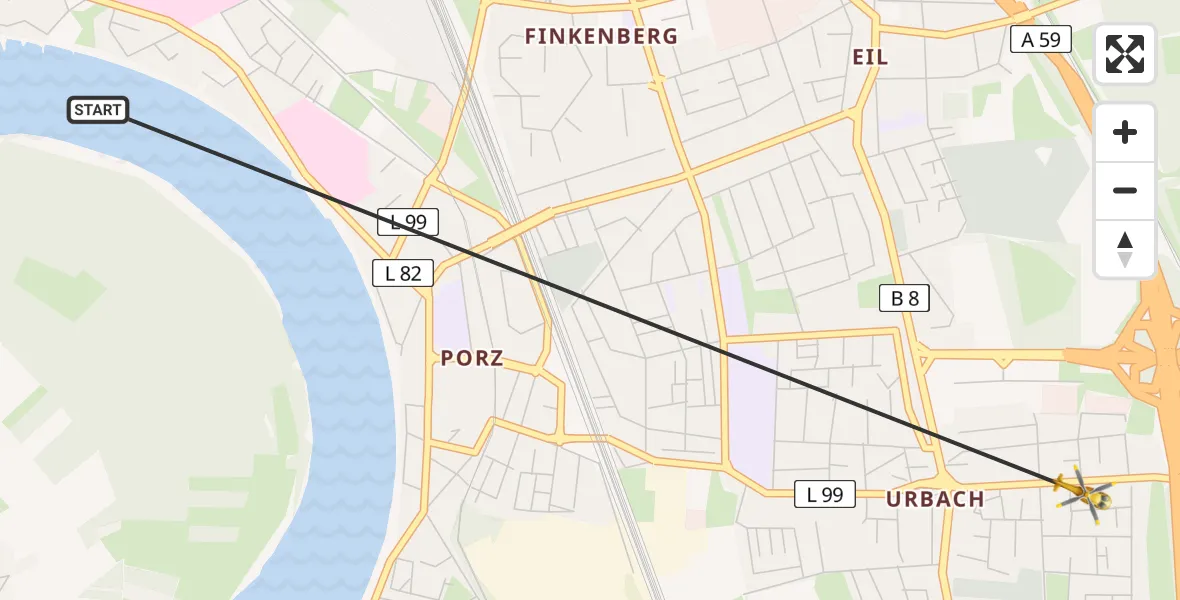 Flugroute Rettungshubschrauber Köln - Köln, 15 April 2026, 17:13
